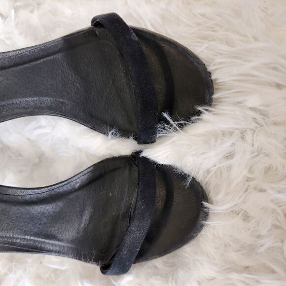 Joie Abbot black suede sandal heels zip back - Picture 4 of 9